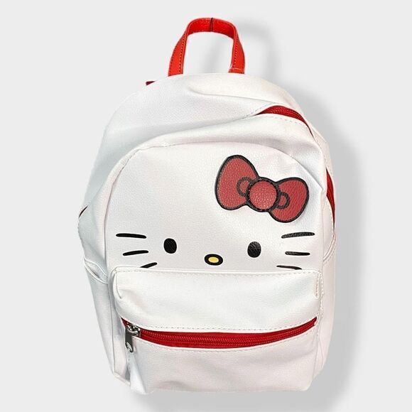 Hello Kitty Face Mini Backpack Faux Leather Sanrio Hard to Find New with Tags - Picture 1 of 8